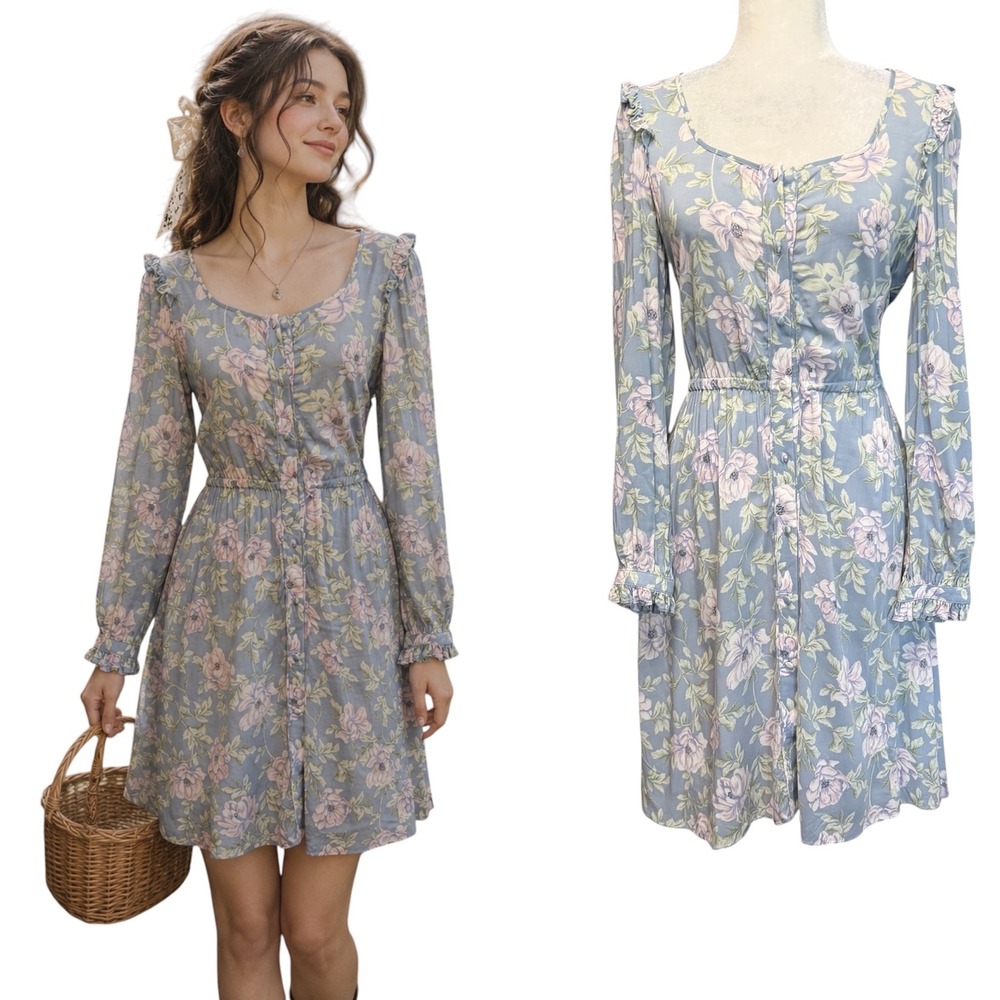 Gal Meets Glam Dress Womens‎ 8 Floral  Ruffles Cottagecore Romantic Feminine